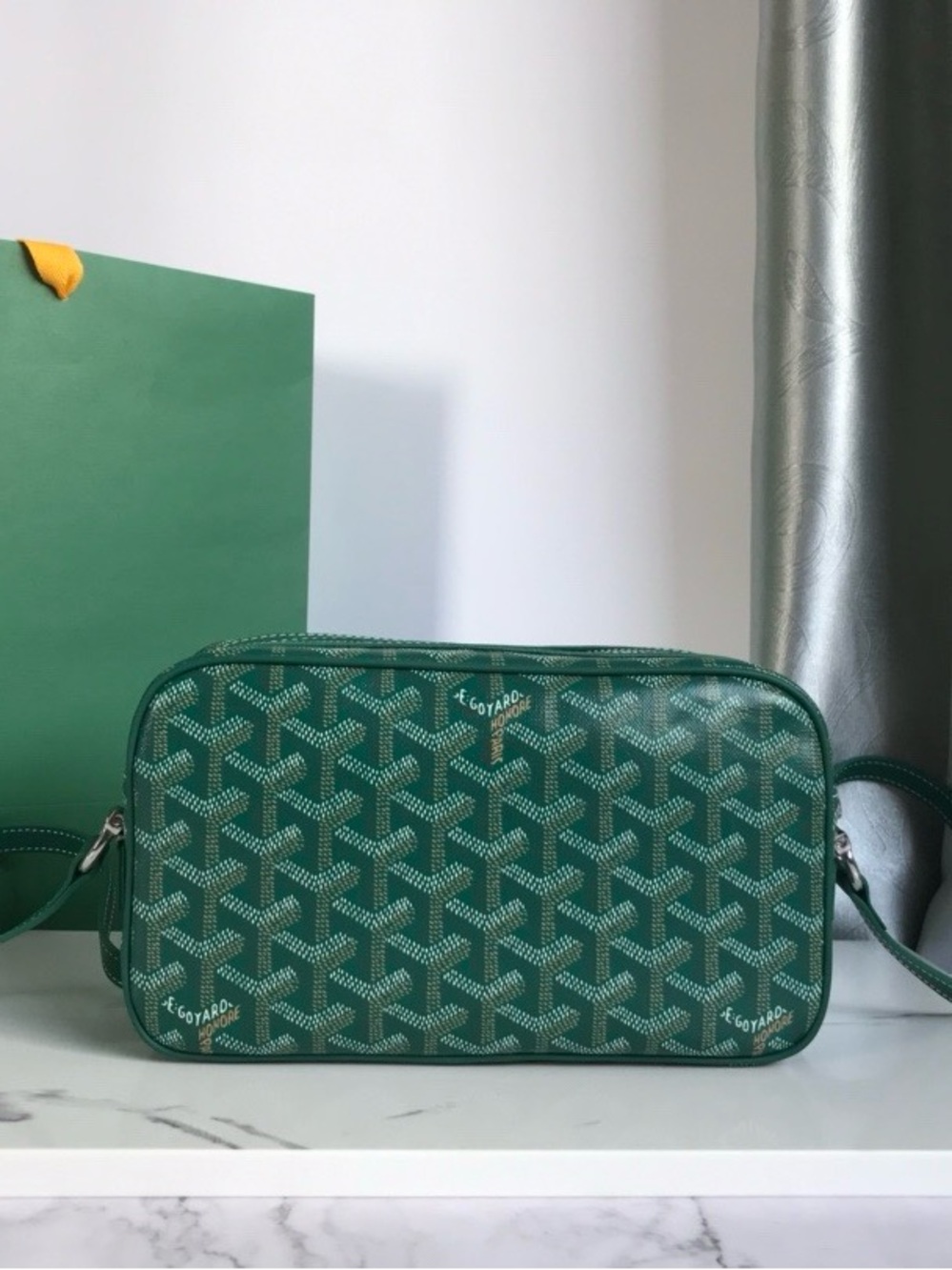 Goyard Emerald Green Goyardine Crossbody Bag